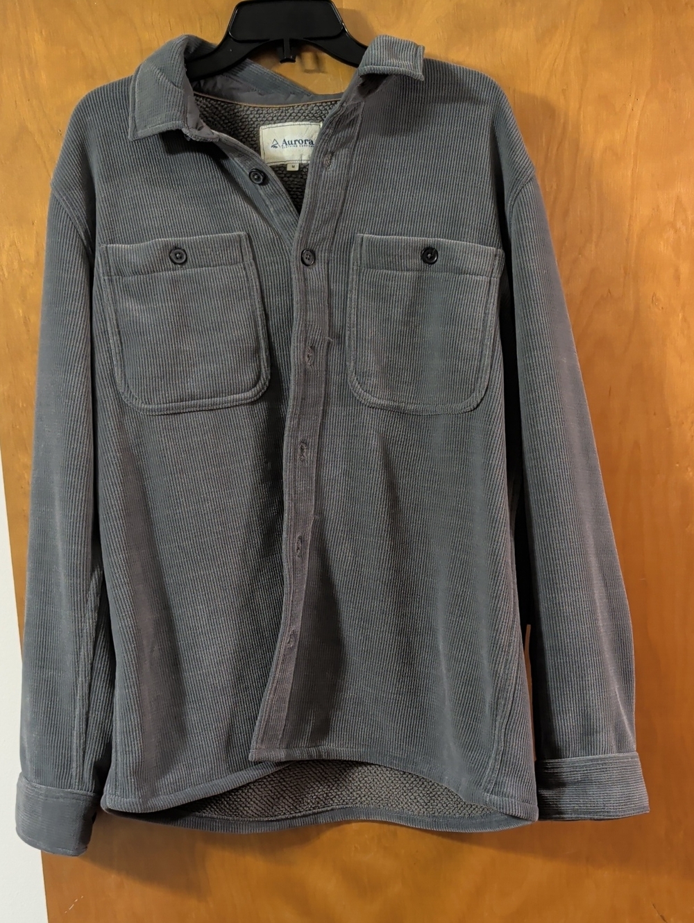 Aurora Corduroy Button-Up Shirt Jacket in Grey